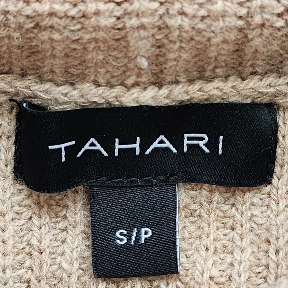 Tahari Cowl Neck Sweater Womens Small Merino Wool Blend Rib Knit Tunic Luxury - Picture 6 of 16